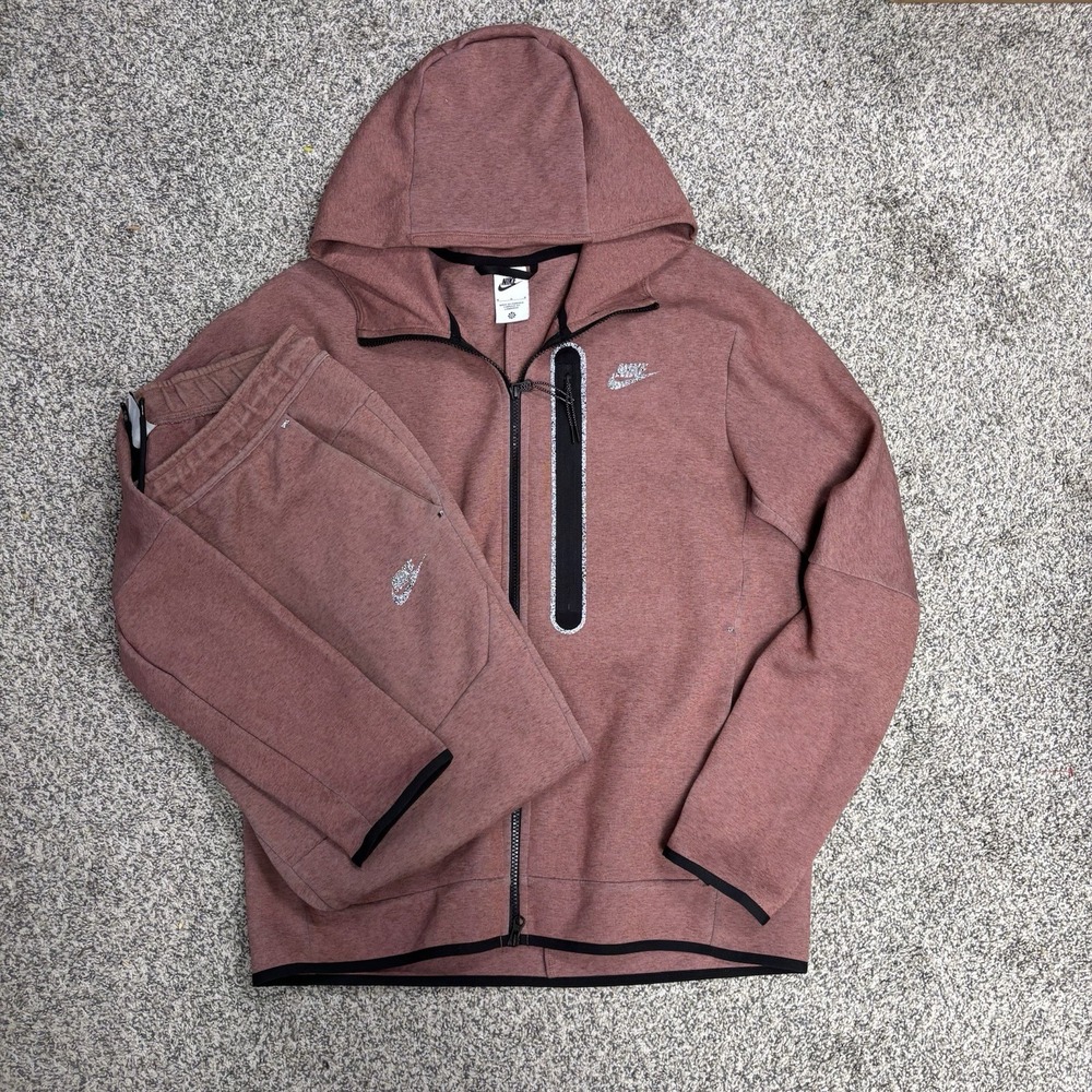 Nike Tech Fleece Track Set Mens Medium Large Jacket Pants DD4688-670 Redstone
